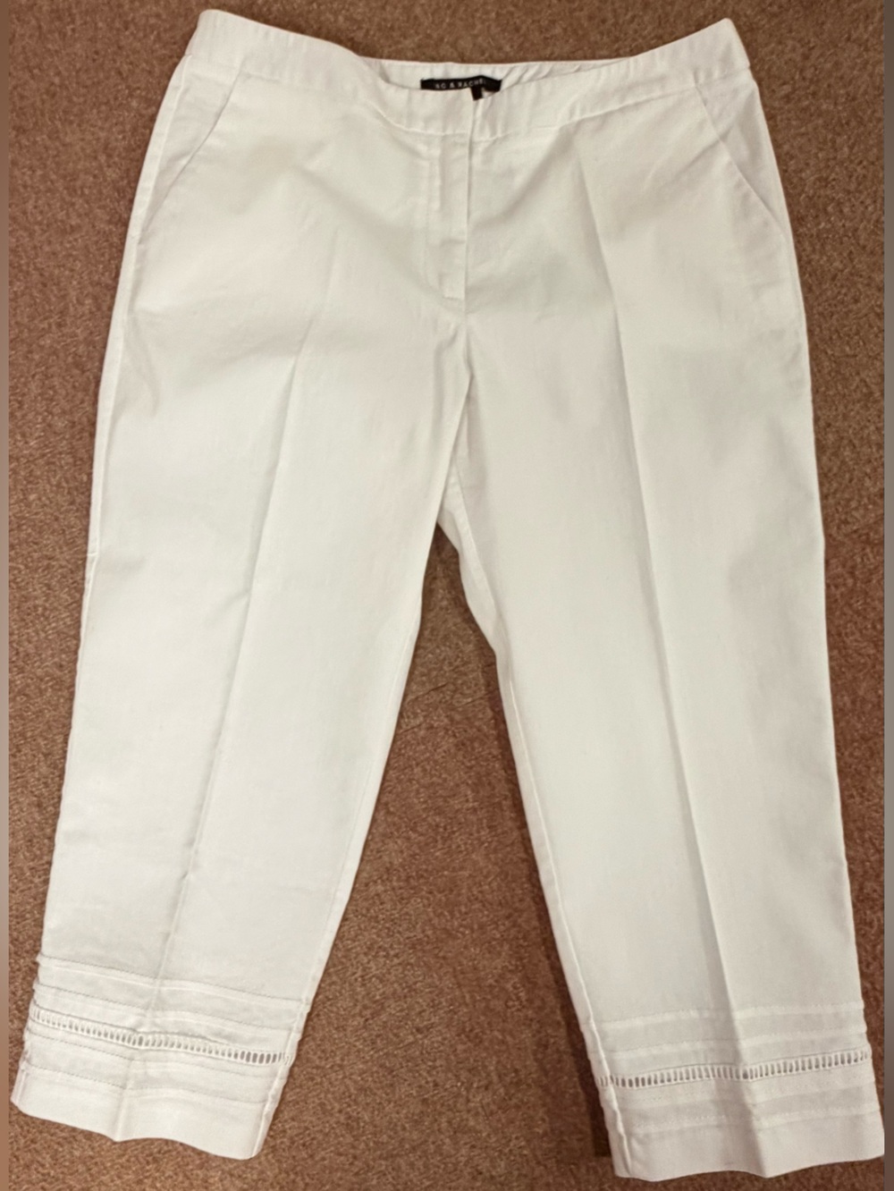 Zac & Rachel White Decorative Leg Capri